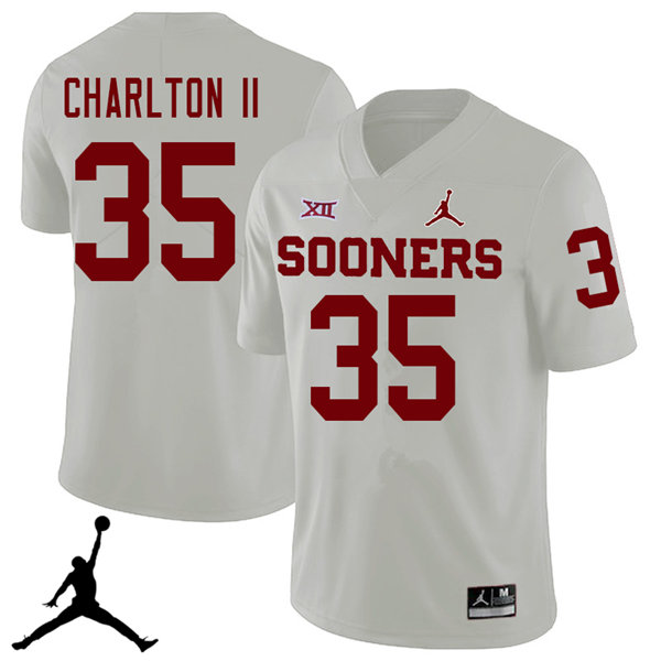 Jordan Brand Men #35 Robert Charlton II Oklahoma Sooners 2018 College Football Jerseys Sale-White - Click Image to Close
